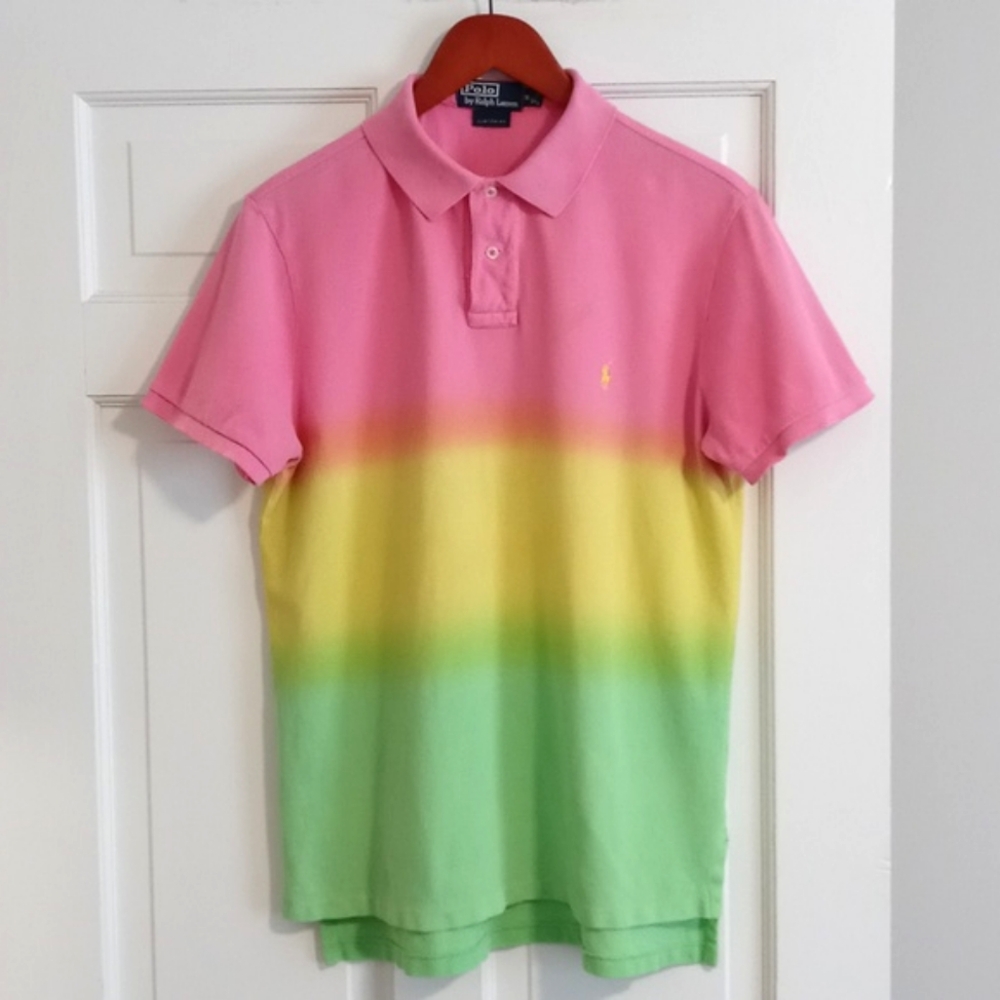 🌈VERY RARE/VTG Polo Ralph Lauren🌈 - Multicolor Ombre "Easter" Dip Dye S/S Polo